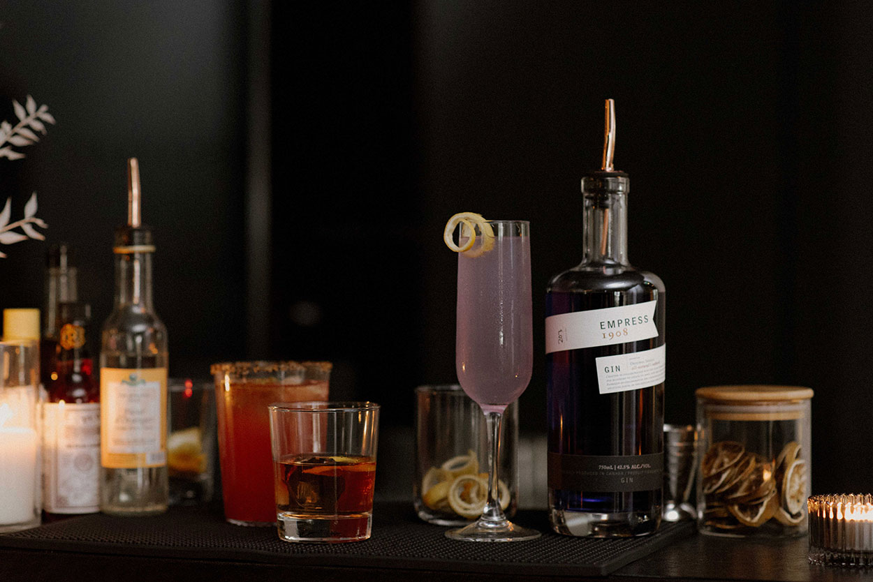 a selection of alcoholic drinks